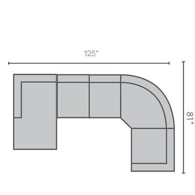 Layout O:  Four Piece Sectional (With Curved Wedge) 125" x 81"