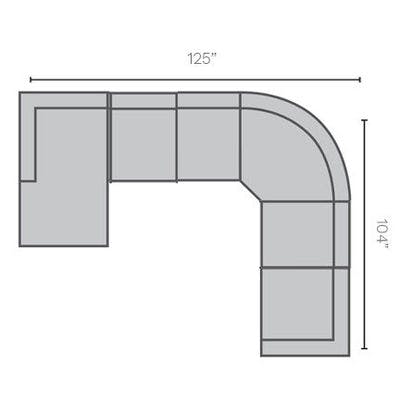 Layout P: Five Piece Sectional (With Curved Wedge) 125" x 104"