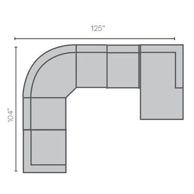 Layout Q: Five Piece Sectional (With Curved Wedge) 104" x 125"