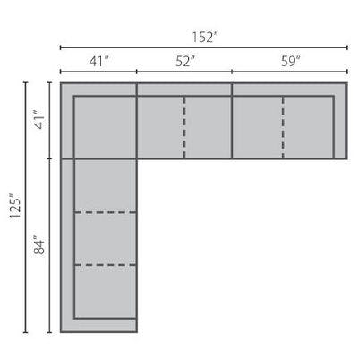 Layout C:  Four Piece Sectional 125" x 152"