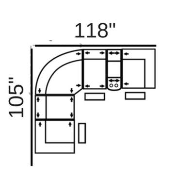 Layout E: Six Piece Reclining Sectional 105" x 118" (3 Recliners)