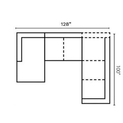 Layout H:  Three Piece Sectional 64" x 128" x 100"