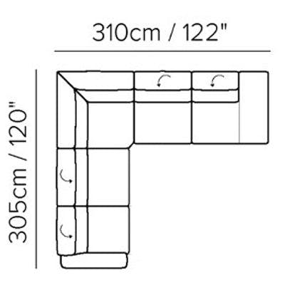 Layout G:  Five Piece Sectional 120" x 122"