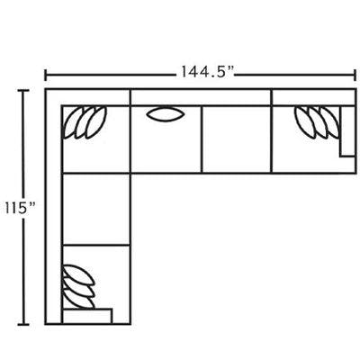 Layout I: Four Piece Sectional 115" x 144.5"