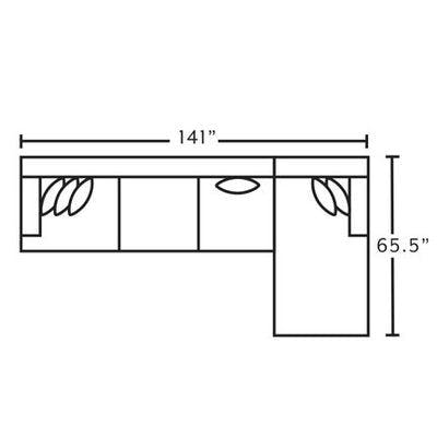 Layout D:  Three Piece Sectional 141 x 65.5
