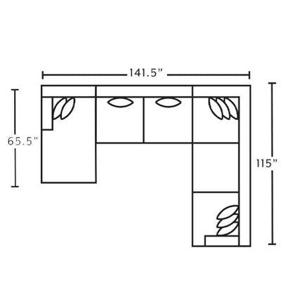 Layout H:  Five Piece Sectional 65.5" x 141.5" x 115"