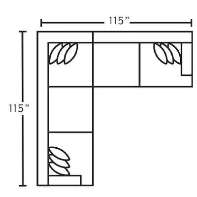 Layout C:  Three Piece Sectional 115" x 115"
