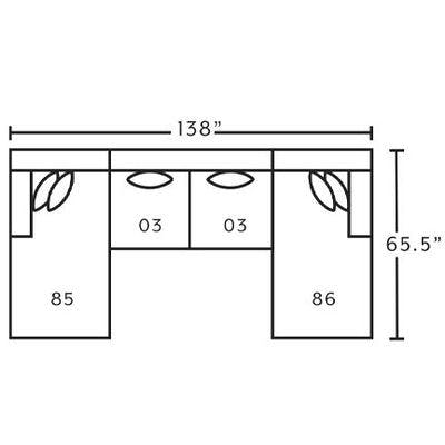 Layout F:  Four Piece Sectional 138" x 65.5