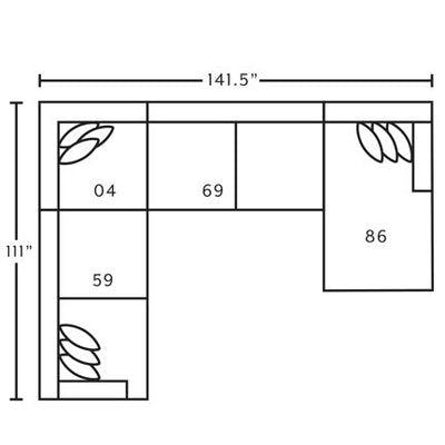 Layout E:  Four Piece Sectional 111" x 141.5"