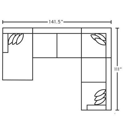 Layout F:  Four Piece Sectional 141.5" x 111.5"
