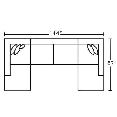Layout E:  Three Piece Sectional 87" x 144"