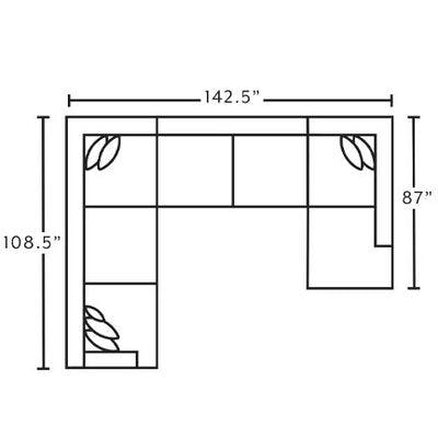 Layout G:  Four Piece Sectional 108.5" x 142.5" x 87"