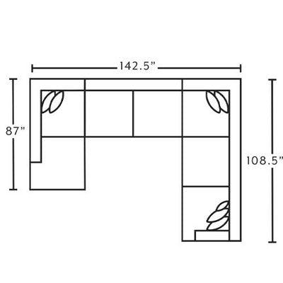 Layout H:  Four Piece Sectional 87" x 142.5" x 108.5"