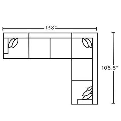 Layout J:  Four Piece Sectional 138" x 108.5"