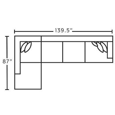 Layout D:  Three Piece Sectional 87" x 139.5"