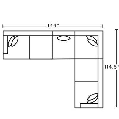 Layout H:  Four Piece Sectional 144" x 114.5"