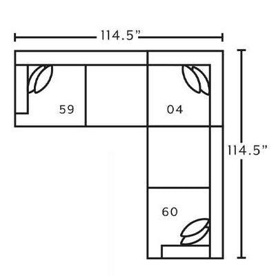 Layout F: Three Piece Sectional 114.5" x 114.5" 