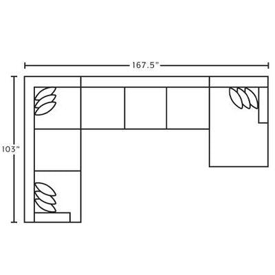 Layout A:  Three Piece Chaise Sectional 103" x 167.5"