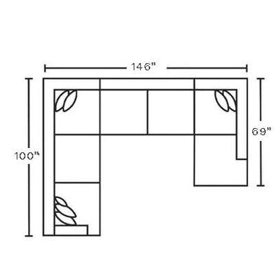 Layout E: Four Piece Sectional 100" x 146" x 69"