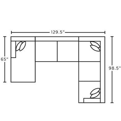 Layout D:  Three Piece Sectional 65" x 129.5" x 98.5"