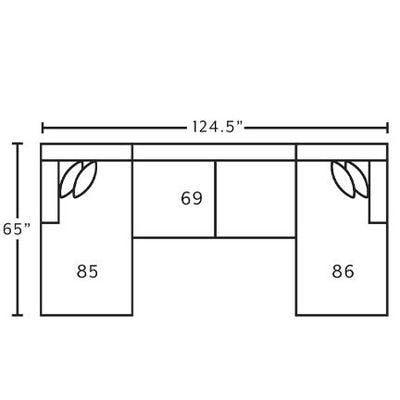 Layout C:  Three Piece Sectional 65" x 124.5" x 65"