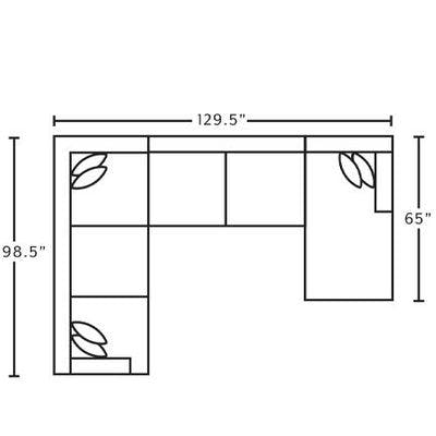Layout E:  Three Piece Sectional 98.5" x 129.5" x 65"