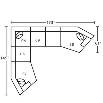 Layout G:  Five Piece Sectional 149" x 173" x 61"
