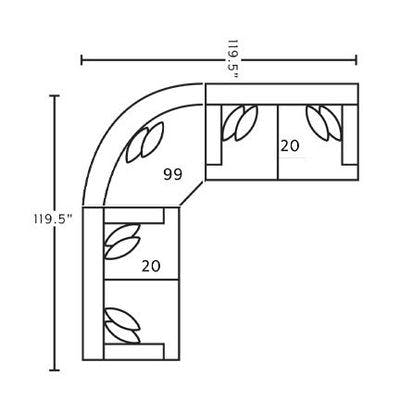 Layout C:  Three Piece Sectional 119.5" x 119.5"