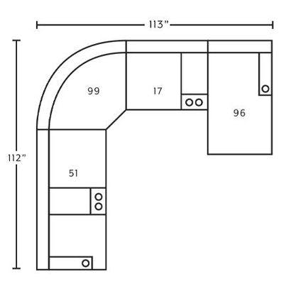 Layout A: Four Piece Reclining Sectional 112" x 113"