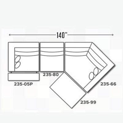 Layout A: Four Piece Reclining Sectional 140" Wide