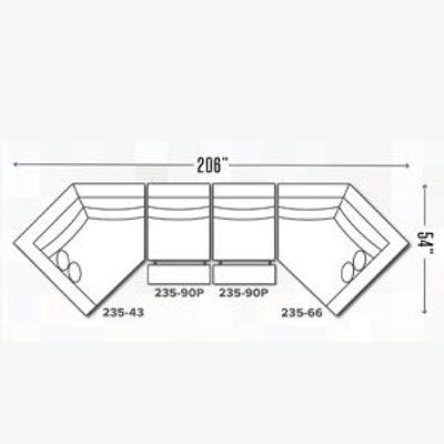 Layout B: Four Piece Reclining Sectional 206" x 54"