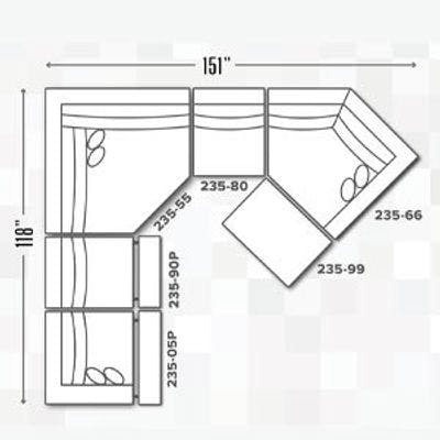 Layout C: Six Piece Reclining Sectional 118" x 151"