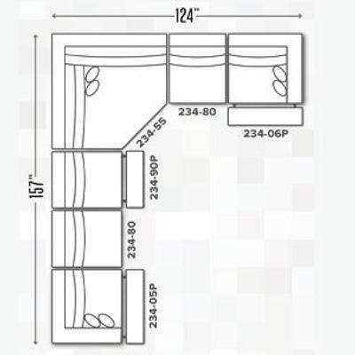 Layout F: Six Piece Reclining Sectional 157" x 124"