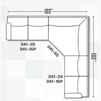 Layout C:  Three Piece Reclining Sectional 103" x 103"