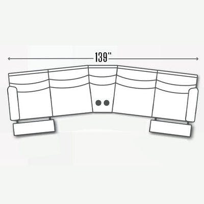 Layout E:  Five Piece Sectional 139" Wide