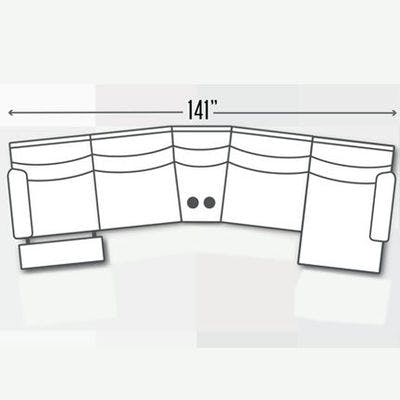 Layout F:  Five Piece Sectional 141" Wide