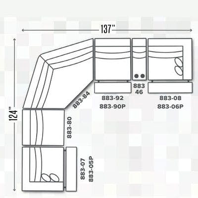 Layout C: Six Piece Reclining Sectional 124" x 137"