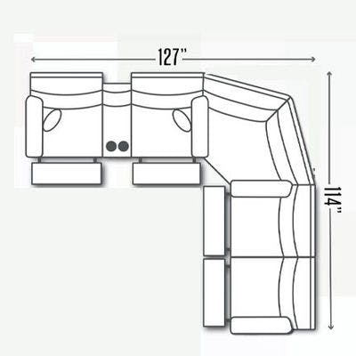 Layout D:  Three Piece Sectional 127" x 114"