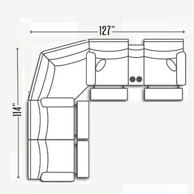 Layout E:  Three Piece Reclining Sectional 114" x 127"