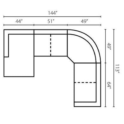 Layout E:  Four Piece Sectional 144" x 113"