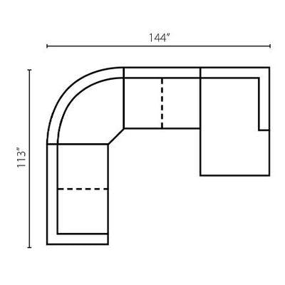 Layout F:  Four Piece Sectional 113" x 144"