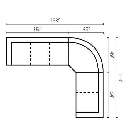 Layout G:  Three Piece Sectional 138" x 113"