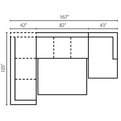Layout A:  Three Piece Sleeper Sectional 105" x 167" x 69"