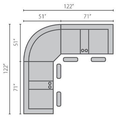 Layout C:  Three Piece Sectional 122" x 122"