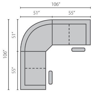 Layout D:  Three Piece Sectional 106" x 106"