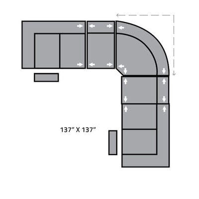 Layout C: Five Piece Reclining Sectional (Includes 4 Recliners) 137" x 137"