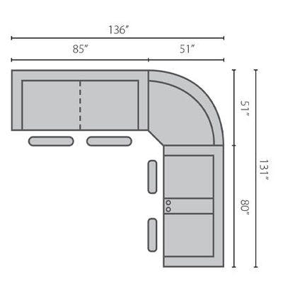 Layout C:  Three Piece Sectional. 136" x 131"