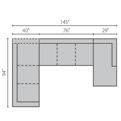 Layout D:  Three Piece Sectional 94" x 145" x 64"