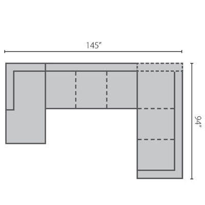 Layout E:  Three Piece Sectional 64" x 145" x 94"
