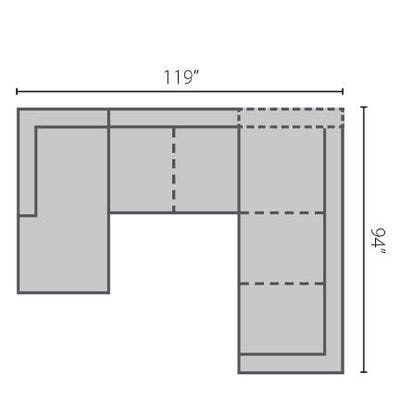 Layout G:  Three Piece Sectional 64" x 119" x 94"